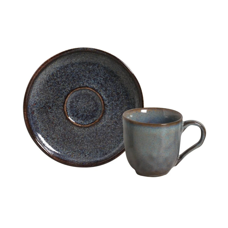 Porto Brasil Coffee Cup With Saucer Stoneware Titanium ( Case of 12)