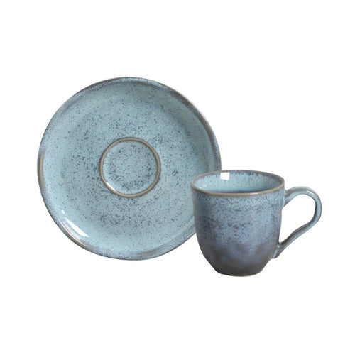 Porto Brasil Coffee Cup With Saucer Stoneware Breeze ( Case of 12)
