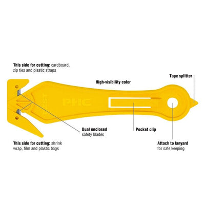 Pacific Handy Cutter EZST Yellow All-Purpose Cutter with Two-Sided Enclosed Blade