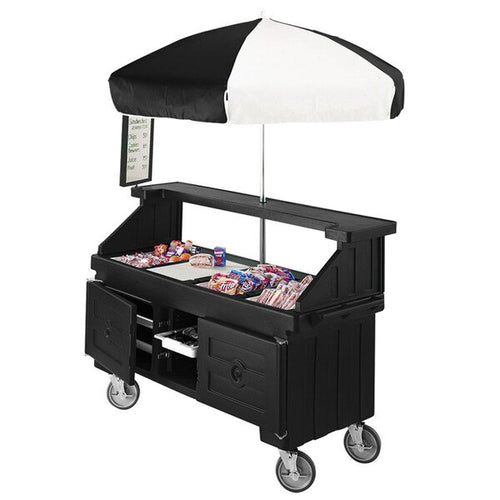 Cambro Camcruiser Customizable Vending Cart with Umbrella and 4 Full-Size Food Pan Wells