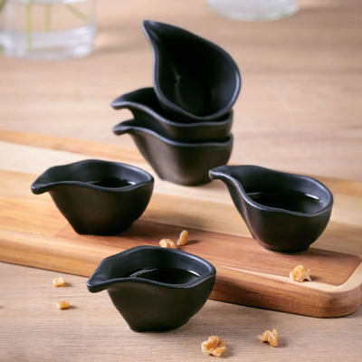 Porto Brasil Organic Teardrop 1.35" Stoneware Matte Black  ( Case of 12)