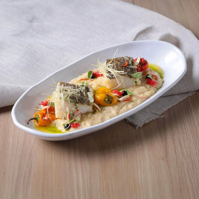 Porto Brasil Organic Deep Oval Platter 21.97" Stoneware New White ( Case of 12)