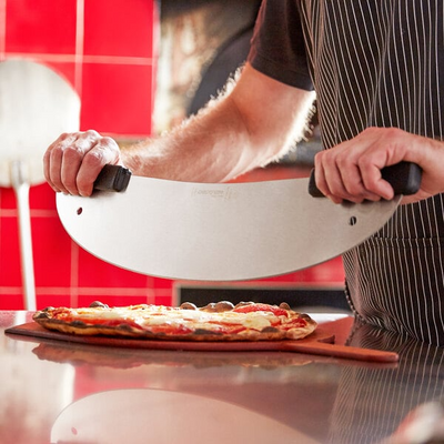 Professional pizza rocker knife with Sani-Safe handles