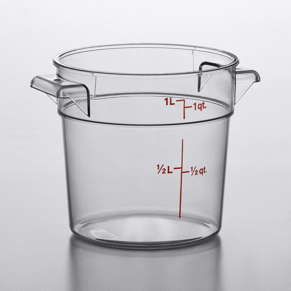 Cambro Camwear 1 Quart Round Food Storage Container Clear ( Case of 12 )