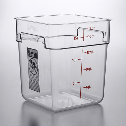 Cambro FreshPro 18 Quart Camwear Square Food Storage Container Clear ( Case of 6 )