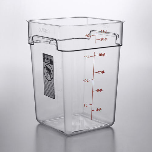 Cambro FreshPro 22 Quart Camwear Square Food Storage Container Clear ( Case of 6 )