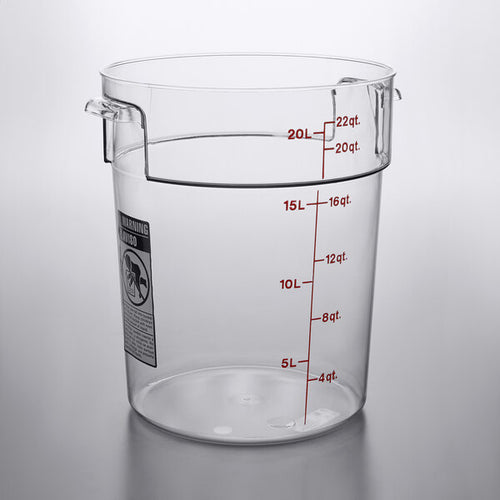 Cambro Camwear 12 Quart Round Food Storage Container Clear ( Case of 6 )