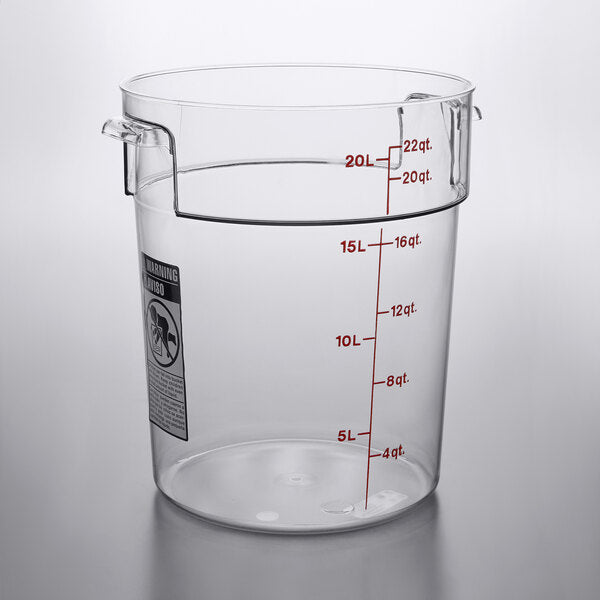 Cambro Camwear 12 Quart Round Food Storage Container Clear ( Case of 6 )