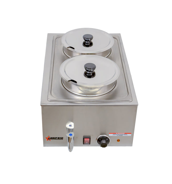 Omcan FW-CN-0016 Full-Size Countertop Food Warmer with Two 8 L / 8.45 Qt Container Insets and Lids – 1200 W, 120 V