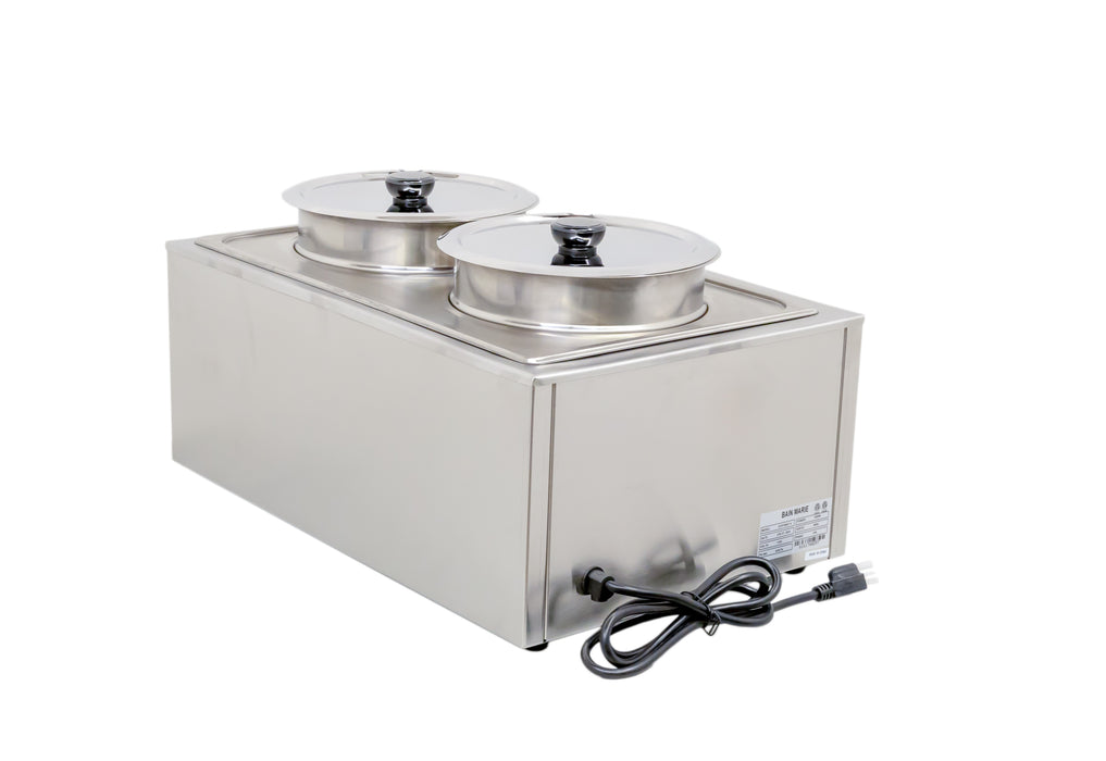 Omcan FW-CN-0016 Full-Size Countertop Food Warmer with Two 8 L / 8.45 Qt Container Insets and Lids – 1200 W, 120 V