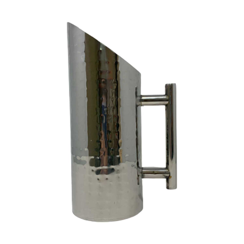 Stainless Steel Water Beverage Jug with Hammered Design and Glossy Finish