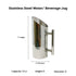 1.5L Stainless Steel Water Jug with Space-Efficient Design for Dining Tables