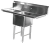 Serve-Ware 38" One Compartment Sink with Right Drainboard & Backsplash – 304 Stainless Steel Heavy Duty Sink (1CWPH1818R-18-V)