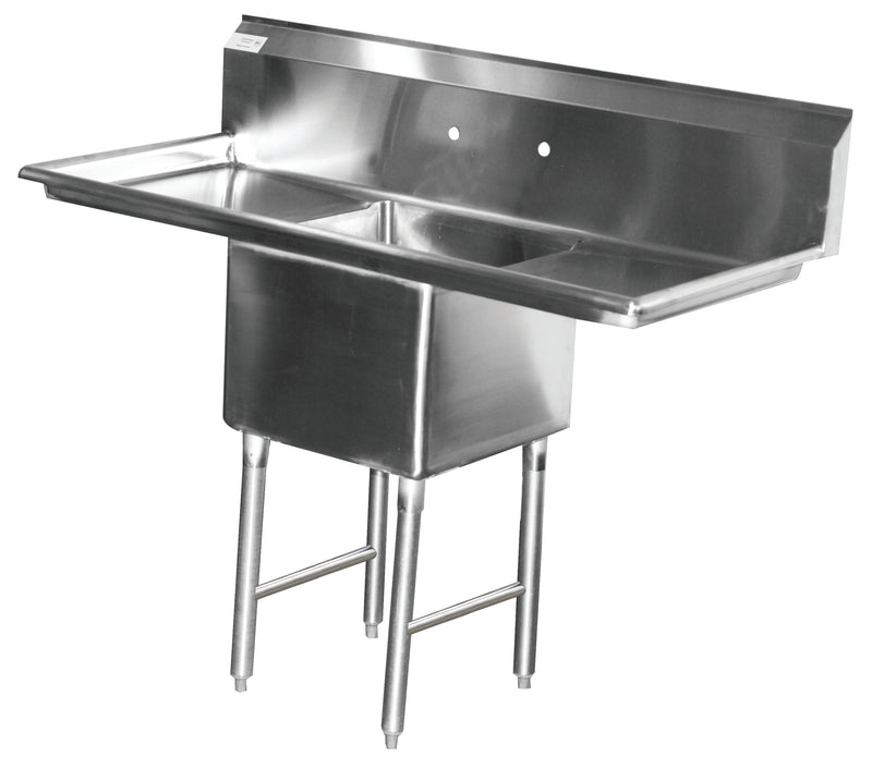 Serve-Ware 38" One Compartment Sink with Right Drainboard & Backsplash – 304 Stainless Steel Heavy Duty Sink (1CWPH1818R-18-V)