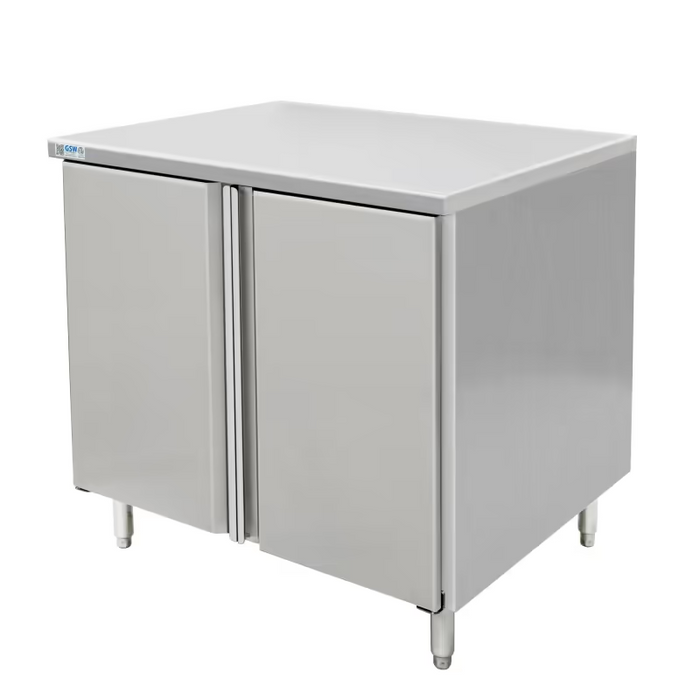 GSW Cabinets Flat Top Enclosed Work Table - Hinged Doors