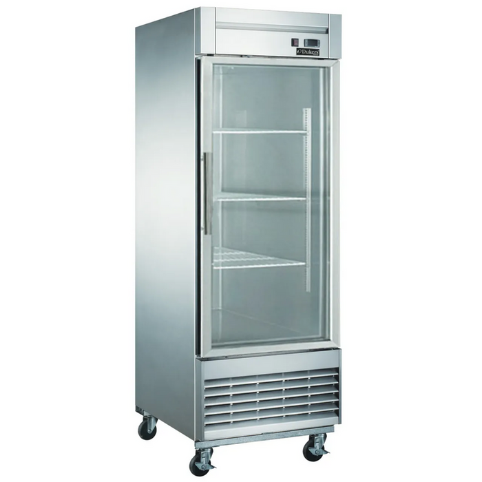 Dukers Reach-Ins Refrigerator D28F-GS1 Bottom Mount Glass Single Door Commercial Reach-in Freezer