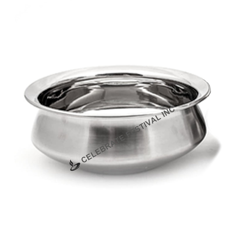 Single wall stainless steel handi bowl for Indian curries