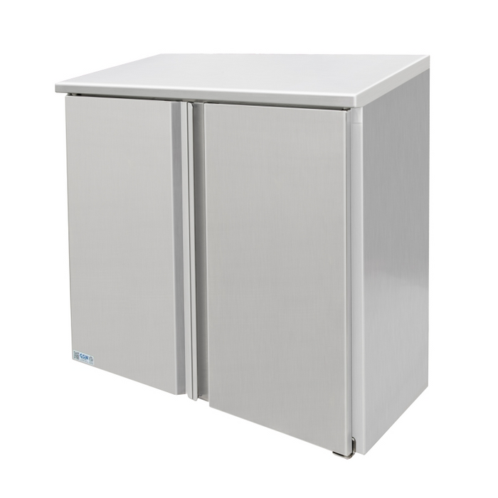 GSW Cabinets Stainless Steel Slope Top Wall Cabinets - Hinged Doors