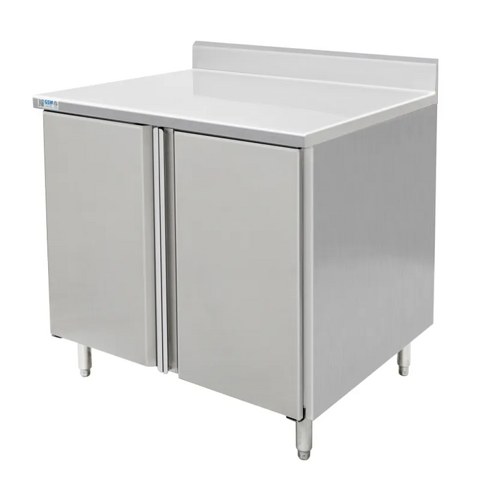 GSW Cabinets 4" Rear Upturn Enclosed Work Table - Hinged Doors