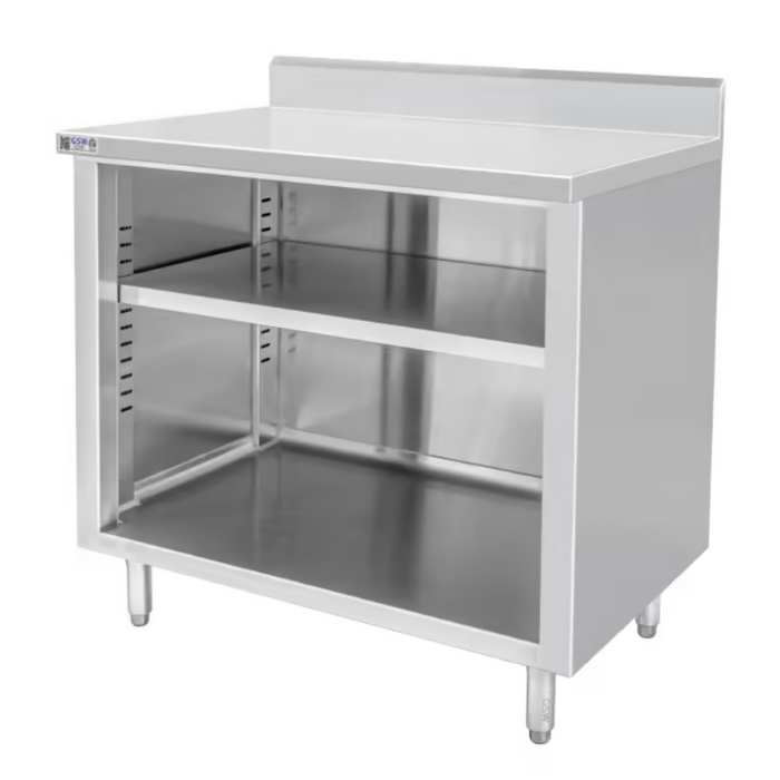 GSW Cabinets 4" Rear Upturn Enclosed Work Table - No Door