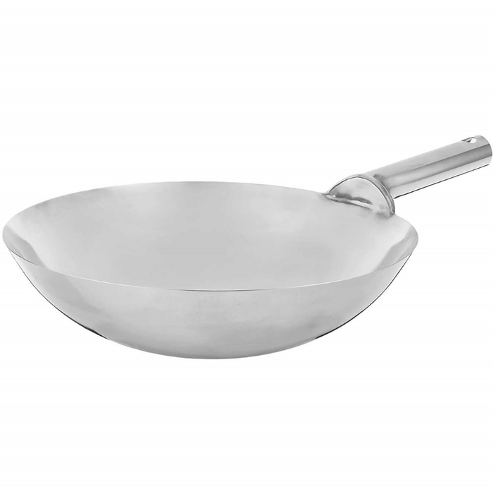 Stainless Steel Chinese Wok With Welded Handles - by Winco,  Available in Different Sizes