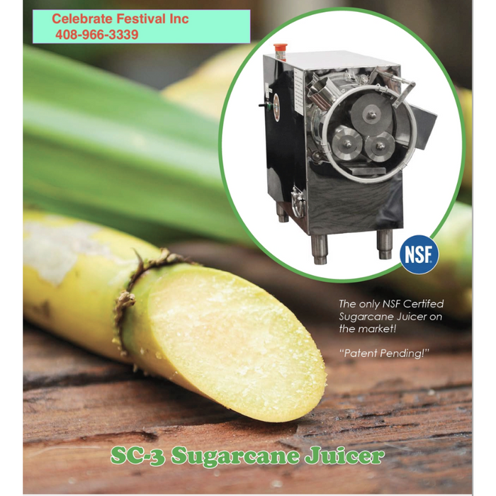Juicernet SC3 Sugarcane Juice Machine, NSF Certified, 110 V, w 1 year Manufacturer Warranty