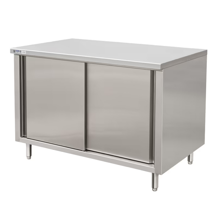 GSW Cabinets Flat Top Enclosed Work Table - Sliding Doors