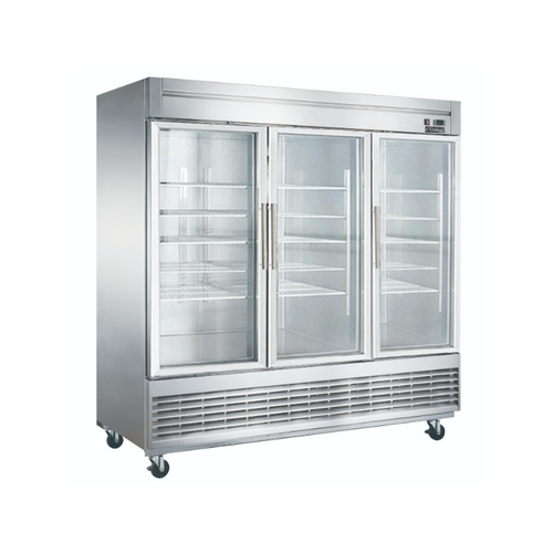 Dukers Reach-Ins Refrigerator D83R-GS3 Bottom Mount Glass 3-Door Commercial Reach-in Refrigerator