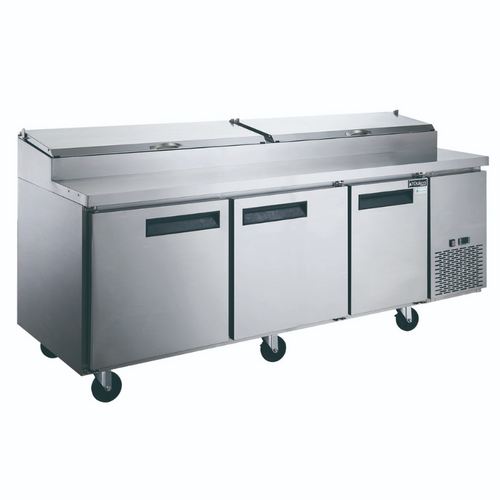 Dukers Pizza Prep Table Refrigerator DPP90 Commercial 3-Door Pizza Prep Table Refrigerator