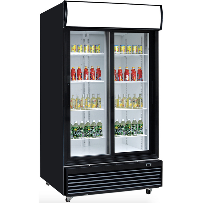 Dukers Glass Door Merchandiser Refrigerator DSM-32SR Commercial Glass Sliding 2-Door Merchandiser Refrigerator