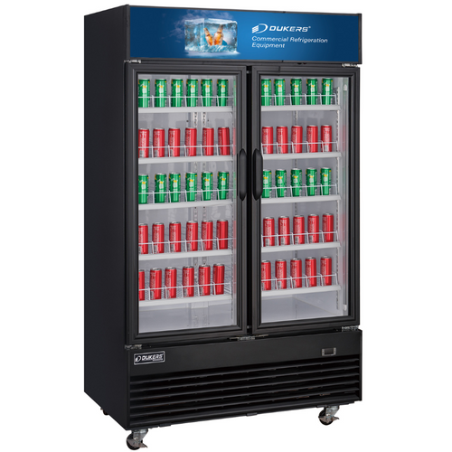 Dukers Glass Door Merchandiser Refrigerator DSM-33R Commercial Glass Swing 2-Door Merchandiser Refrigerator