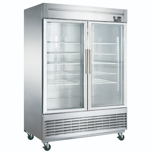 Dukers Reach-Ins Refrigerator D55R-GS2 Bottom Mount Glass 2-Door Commercial Reach-in Refrigerator