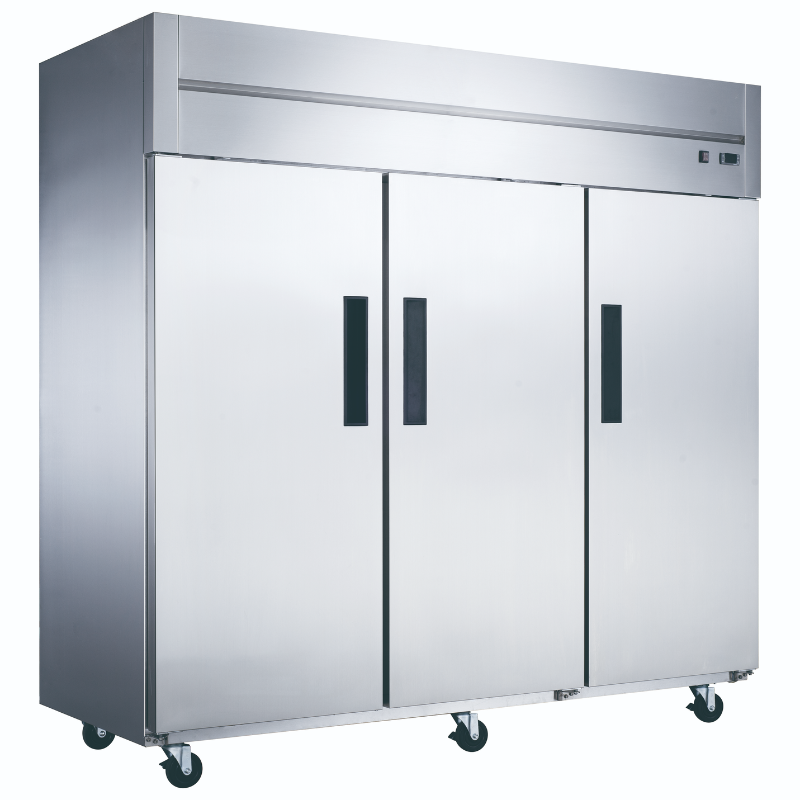 Dukers Reach-Ins Refrigerator D83AF Commercial 3-Door Top Mount Freezer in Stainless Steel