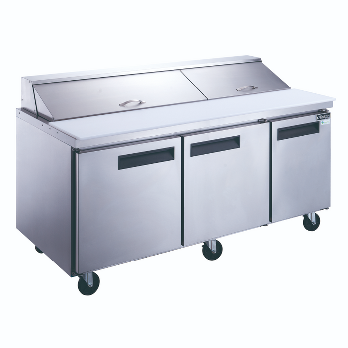 Dukers Food Prep Table Refrigerator DSP72-18-S3 3-Door Commercial Food Prep Table Refrigerator in Stainless Steel