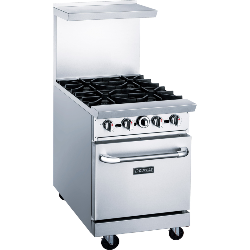 Dukers Range Ovens DCR24-4B 24″ Gas Range with Four (4) Open Burners
