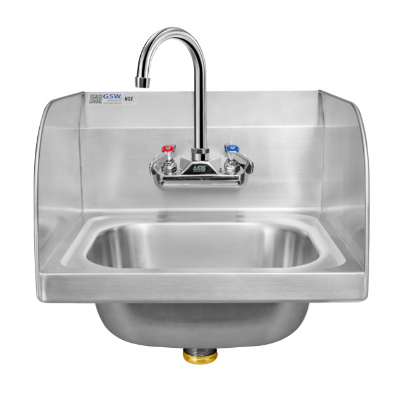 GSW HS-1615S-N Wall Mount Hand Sink with Protective Edge Welded Splash Guards