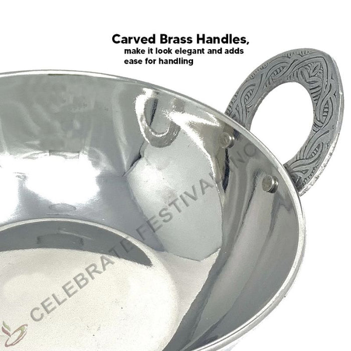 Hammered Stainless Steel Kadai (Double Wall, Outer Layer Hand Hammered) (Available in 8, 12, 16, 23, 30, 47 oz)