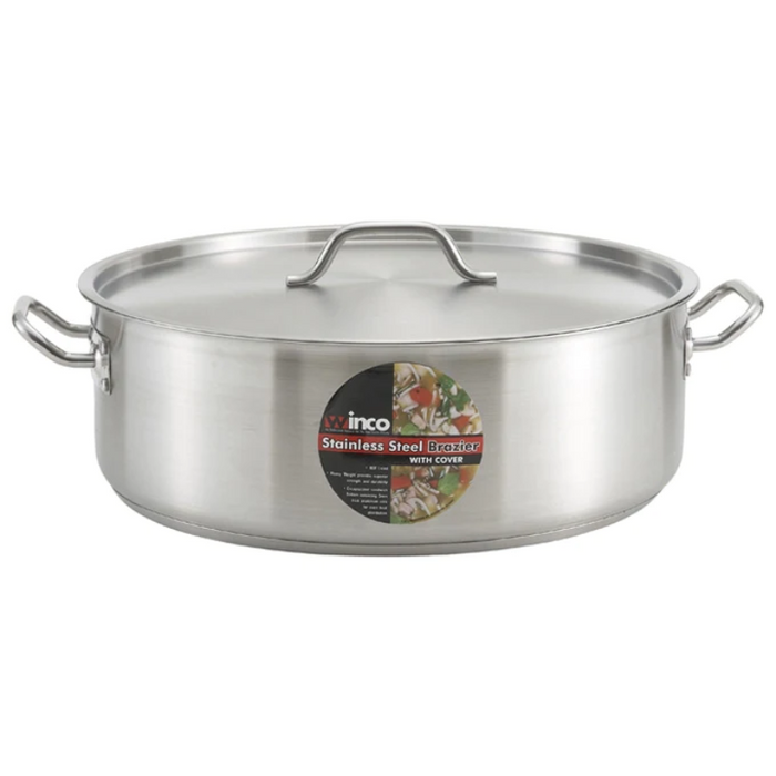 Stainless Steel, Premium Induction Brazier with Cover, Round, tri-ply Heavy Duty Bottom, NSF by Winco