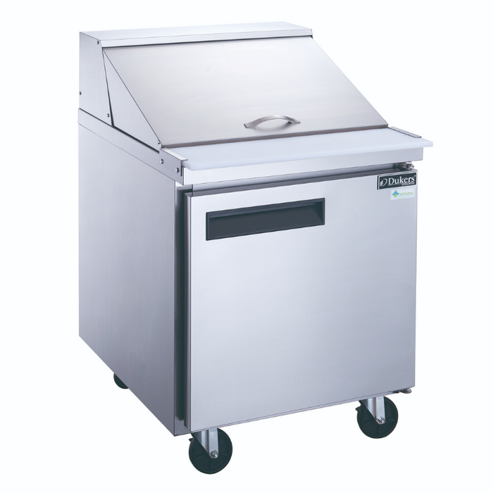 Dukers Food Prep Table Refrigerator DSP29-12M-S1 1-Door Commercial Food Prep Table Refrigerator in Stainless Steel with Mega Top