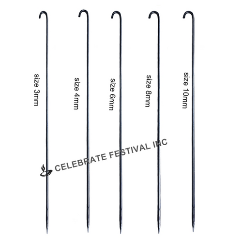 Mild Steel (Iron) BBQ SKEWERS - ROUND, Options 3,4,6,8 & 10 MM thickness