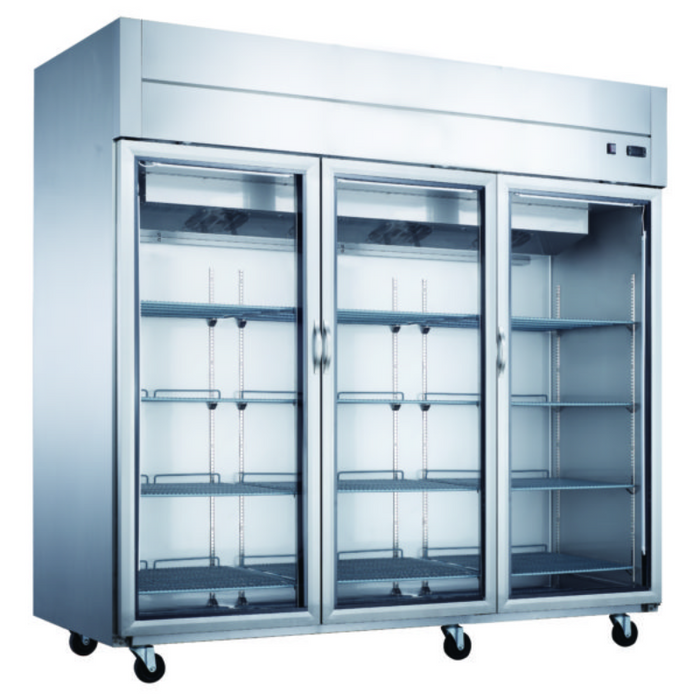 Dukers Reach-Ins Refrigerator D83AR-GS3 Top Mount Glass 3-Door Commercial Reach-in Refrigerator
