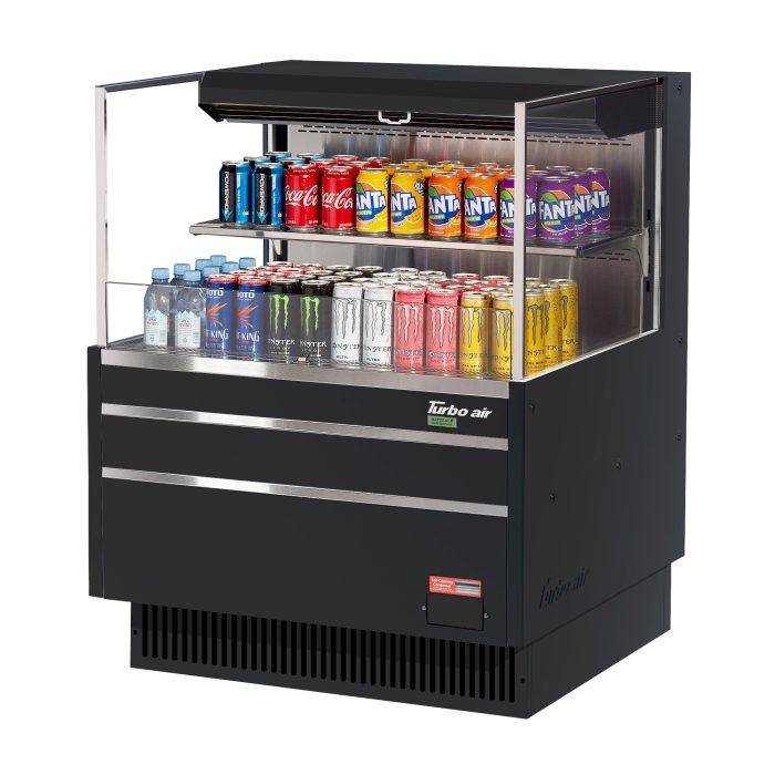 Turbo Air TOM-36L-UF-W(B)-2S-N Horizontal Open Display Merchandiser, 7.5 cu. ft.