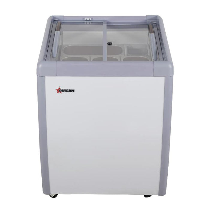 Omcan FR-CN-0005 26″ Four Pan Gelato Dipping Cabinet with Flat Sneeze Guard and Pans