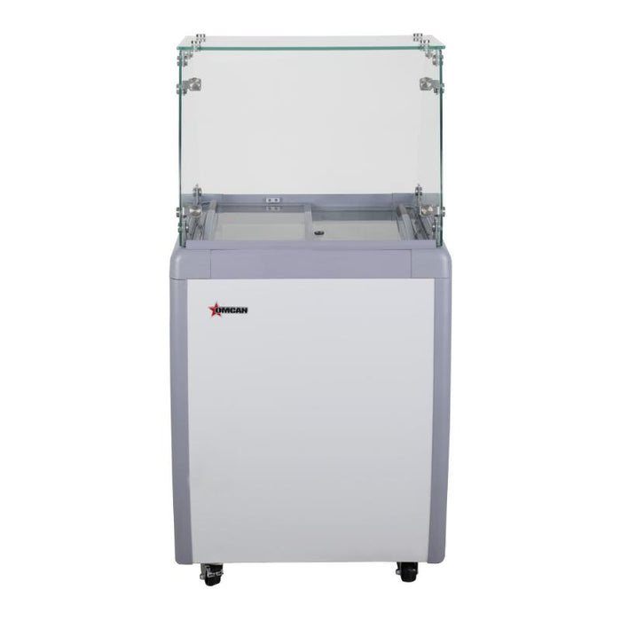 Omcan FR-CN-0005 26″ Four Pan Gelato Dipping Cabinet with Flat Sneeze Guard and Pans