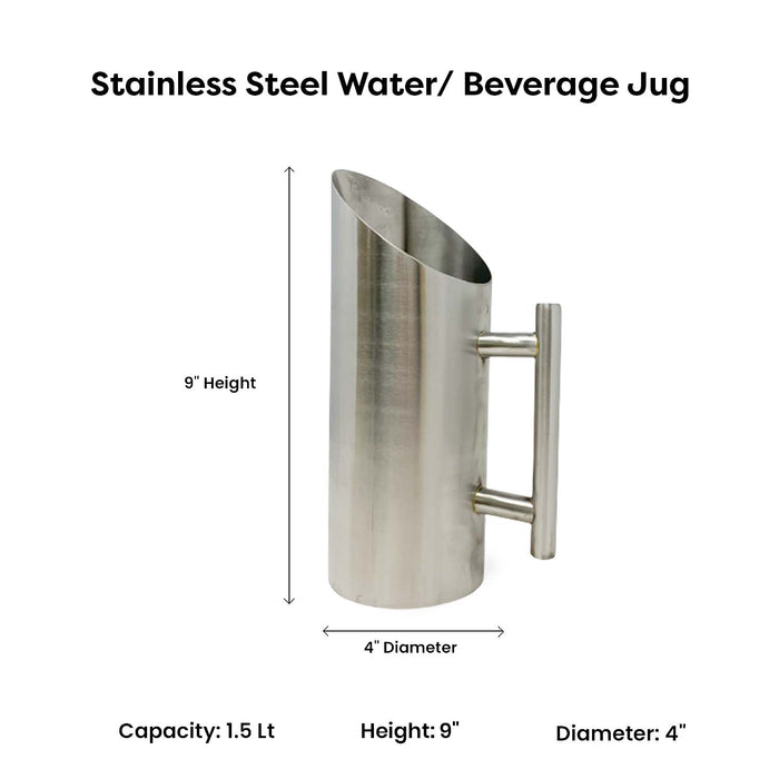 Stainless Steel Water/ Beverage Jug / Pitcher - Matt Without Ice Catcher