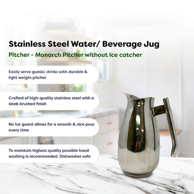 Stainless Steel Water/Beverage Jug/Pitcher-Monarch Pitcher Without Ice Catcher
