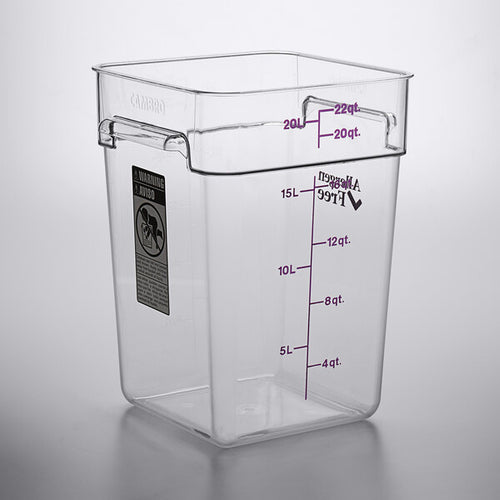 Cambro Camwear 22 Quart Square Food Storage Container Allergen Free Purple ( Case of 6 )