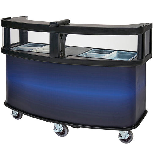 Cambro Commercial Mobile Vending Cart with Safety Sneeze Guard, Five Food Pan Wells and Customizable Display Panel