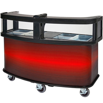Cambro Commercial Mobile Vending Cart with Safety Sneeze Guard, Five Food Pan Wells and Customizable Display Panel