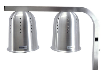 Omcan FW-CN-0533 Commercial Food Heat Lamp Portable Electric Food Warmer 2-Bulb Freestanding, Silver – 500W, 110V